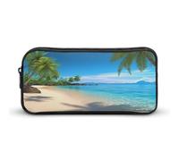 AQRJLPM Federmäppchen mit Hawaii-Strand mit Palmen, großes Fassungsvermögen, einfache Marker-Tasche, tragbar, ästhetischer Reißverschluss, Federmäppchen