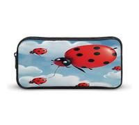 AQRJLPM Federmäppchen mit Marienkäfer und Wolke, großes Fassungsvermögen, einfache Markertasche, tragbar, ästhetisches Federmäppchen mit Reißverschluss