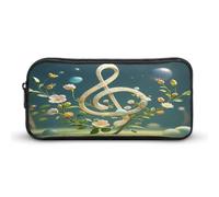 AQRJLPM Federmäppchen mit Musiknoten-Blumenmuster, großes Fassungsvermögen, einfache Marker-Tasche, tragbar, ästhetischer Reißverschluss, Federmäppchen