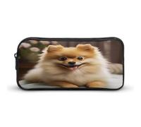 AQRJLPM Federmäppchen mit niedlichem Zwergspitz, großes Fassungsvermögen, einfache Marker-Tasche, tragbar, ästhetisches Federmäppchen mit Reißverschluss