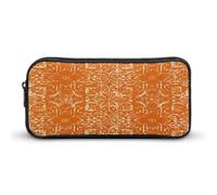 AQRJLPM Federmäppchen mit orangefarbenem Muster, großes Fassungsvermögen, einfache Markertasche, tragbar, ästhetischer Reißverschluss, Federmäppchen