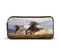 AQRJLPM Federmäppchen mit Pferde-Motiv, großes Fassungsvermögen, einfache Marker-Tasche, tragbar, ästhetischer Reißverschluss, Federmäppchen