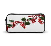 AQRJLPM Federmäppchen mit Stechpalmenbeerenzweigen, großes Fassungsvermögen, einfache Markertasche, tragbar, ästhetischer Reißverschluss, Federmäppchen