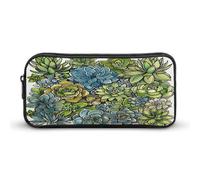 AQRJLPM Federmäppchen mit Sukkulentenbild, großes Fassungsvermögen, einfache Markertasche, tragbar, ästhetischer Reißverschluss, Federmäppchen