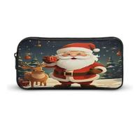 AQRJLPM Federmäppchen mit Weihnachtsmann-Motiv, großes Fassungsvermögen, einfache Marker-Tasche, tragbar, ästhetischer Reißverschluss, Federmäppchen