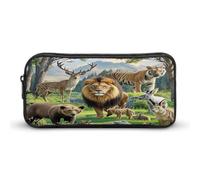 AQRJLPM Federmäppchen mit wilden Tieren, großes Fassungsvermögen, einfache Markertasche, tragbar, ästhetischer Reißverschluss, Federmäppchen