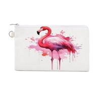 AQRJLPM Flamingo Aquarell-Geldbörse, Leinen, schmal, leicht, langlebig, Kartenhalter mit Reißverschluss, für Damen und Herren