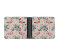 AQRJLPM Geldbörse mit Aquarell-Flamingo-Motiv und Geldklammer aus Leder, schlankes Kreditkartenetui, Geschenk für Herren