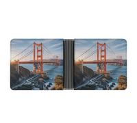 AQRJLPM Golden Gate Bridge Geldbörse mit Geldklammer Leder Bifold Wallet Slim Kreditkartenetui Geschenk für Männer