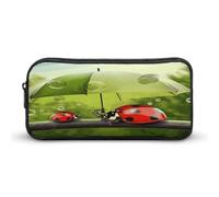 AQRJLPM Lustiges Federmäppchen mit Marienkäfer-Regenschirmen, großes Fassungsvermögen, einfache Markertasche, tragbar, ästhetisches Federmäppchen mit Reißverschluss