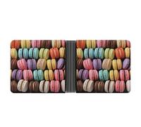 AQRJLPM Macaron Biscuit Flavored Pastries Wallet with Money Clip Leather Bifold Wallet Slim Credit Card Holder Gift for Men