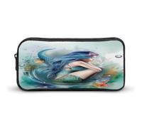 AQRJLPM Meerjungfrauen-Federmäppchen mit großem Fassungsvermögen, einfache Markertasche, tragbar, ästhetischer Reißverschluss, Federmäppchen