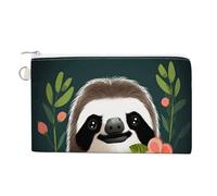 AQRJLPM Niedliche Faultier-Geldbörse, Leinen, schlank, leicht, langlebig, Kartenhalter mit Reißverschluss, für Männer und Frauen