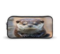 AQRJLPM Niedliches Otter-Federmäppchen mit großem Fassungsvermögen, einfache Markertasche, tragbar, ästhetischer Reißverschluss, Federmäppchen