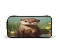 AQRJLPM Niedliches Otter-Federmäppchen mit großem Fassungsvermögen, einfache Markertasche, tragbar, ästhetischer Reißverschluss, Federmäppchen