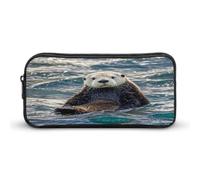 AQRJLPM Sea Otter Federmäppchen mit großem Fassungsvermögen, einfache Markertasche, tragbar, ästhetischer Reißverschluss, Federmäppchen