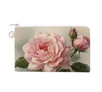 AQRJLPM Vintage Schöne Rose Geldbörse Canvas Slim Lightweight Wallets Durable Zipper Card Holder for Men Women