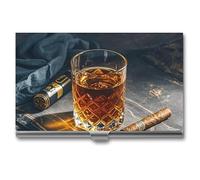 AQRJLPM Visitenkartenetui für Zigarren & Whiskey, Visitenkartenetui, Kartenhalter, Metall, schmal, Namenskartenhalter, professionell, mehrere Brieftasche, Kreditkarten-Ausweishülle für Männer und