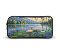 AQRJLPM Willow Willow Lotus Federmäppchen, großes Fassungsvermögen, einfache Markertasche, tragbar, ästhetischer Reißverschluss, Federmäppchen