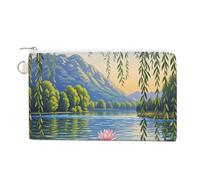 AQRJLPM Willow Willow Lotus Geldbörse, Leinen, schlank, leicht, langlebig, Kartenhalter mit Reißverschluss, für Damen und Herren