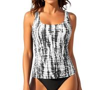 Aqua Eve Tankini-Tops für Damen, Bademode, nur Oberteil, Bauchkontrolle, Badeanzug, Oberteil ohne Unterteil (erhältlich in Plus), Schwarze Krawatte, XL