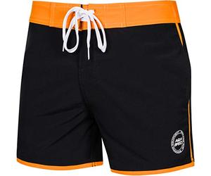 Aqua Speed Badehosen für Herren | Schwarze Boardshorts Surfer | Badebekleidung | Schwimmhosen Männer | Swimwear Men | Badeshorts | Swim Shorts | Surfen | Gr. XL, Schwarz - Orange | Axel