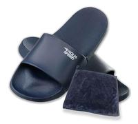 Aqua Speed - Badelatschen Ohio + kl. Fasertuch | Damen und Herren | Duschsandalen | Badeschlappen, Farbe:Navy Blau, Größe:42