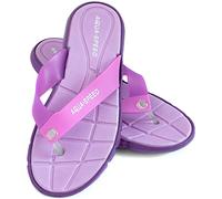 Aqua Speed® Bali Badesandalen (Frauen Zehentrenner Anti-Rutsch-Struktur Schwimmbad Badeurlaub Garten Swimmingpool + UP®-Schlüsselband), Farbe:Violett;Schuhgröße:37