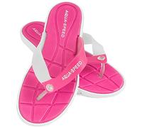 Aqua Speed® Bali Badesandalen (Frauen Zehentrenner Anti-Rutsch-Struktur Schwimmbad Badeurlaub Garten Swimmingpool + UP®-Schlüsselband), Farbe:Pink/Weiß;Schuhgröße:39