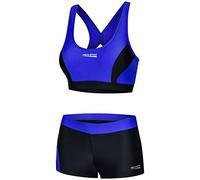 Aqua Speed Bikini Set Damen | Zweiteiler schwarz-blau | Two Piece Swimsuit | Bikinis Beachvolleyball | sportliche Bademode | Schwimmbikini für Frauen Mädchen | Gr. 38, 14 Black - Blue | Fiona