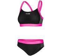 Aqua Speed Bikini Set Damen | Zweiteiler | Two Piece Swimsuit | Womens Beachwear Swimwear | Zweiteiliger Badeanzug Frauen | Oberteil Bustier | Strand | Schwarz-Grau-Rosa, Gr. 40 | Naomi