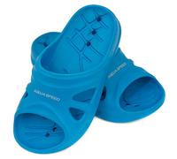 Aqua Speed Blaue Badelatschen Florida + Fasertuch | Kinder | Duschsandalen | Strand Schuhe | Pools leichte | Badeschlappen | Bequeme Schwimmbadschuhe | Gr 35