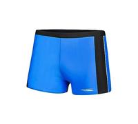 Aqua Speed Boxer Badehose modern Herren + gratis eBook | Blaue Schwimmhose | UV Badebekleidung Kastenbadehose | Jason, Gr. M, Blue Gray White Piping