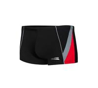 Aqua Speed Boxer Badehose Retro für Jungen + gratis eBook | Schwimmhose mit Kordelzug | Kastenbadehose Gr. 158 | 136. Schwarz Grau Rot | Diego