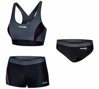 Aqua Speed Damen Bikini Set + Bikinihose | Zweiteiler Bustier Hose | Zweiteiliger Damenbadeanzug | 2Piece Swimsuit | Bademode für Frauen Mädchen | Gr. 38, 139 Black - Gray - Pink | Fiona