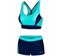 Aqua Speed Damen Sport Bikini Set | Zweiteiler | sportliche Bademode | Two Piece Swimsuit Women Girl | Schwimmbikini Frauen | Wassergymnastik | Wassersport | Gr. 36, 42 Türkis - Navy | Fiona