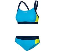 Aqua Speed Damen Sport Bikini Set | Zweiteiler | Two Piece Swimsuit Fitness | sportliche Bademode | Bustier Schwimmbikini | Surfen | Pool | Wassersport | Hellblau-Gelb, Gr. 38 | Naomi