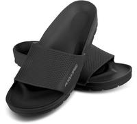 Aqua Speed Oslo Schwimmbad-Slipper Herren Schwarz 07 Gr. 43 | Duo-Density-Sohle & Mikrofaserhandtuch | Für Sauna, Dusche & Freizeit