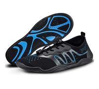 Aqua Speed Set Badeschuhe Damen & Herren + Mikrofasertuch | Baden Schuhe rutschfest | Wasserschuhe | Surfschuhe Schwarz - Blau | Gr. 39 | Kameleo