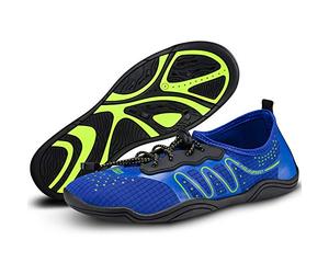 Aqua Speed Set Badeschuhe Damen + Mikrofasertuch | Aqua Schuhe Wassersport | Wasserschuhe | Aquaschuhe | Beach Shoes Blau - Grün | Gr. 38 | Kameleo