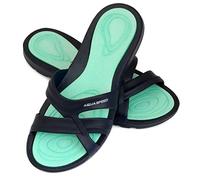 Aqua Speed Set Duschlaschen Damen + Mikrofaserhandtuch | Badelatschen elastisch Ultraleicht | Duschsandalen | Badeschlappen | F:10, Gr. 38 | Panama