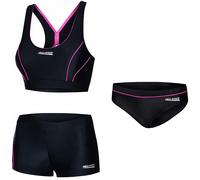 Aqua Speed Sport Bikini Set + Bikinihose für Frauen | Zweiteiler Damen | Zweiteilige Badebekleidung Mädchen | Bustier Bikinis for Women Girls | Beachwear | Gr. 36, 19 Black - Pink | Fiona