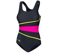 Aqua Speed® Stella Damen Badeanzug (36-44 Einteiler Fusselfrei Soft Cups Racerback UV-Schutz, Farbe:Gray/Pink;Größe:44