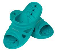 Aqua Speed türkise Badepantoletten Florida + Fasertuch | Kinder | leichte Duschsandalen | Badeschuhe | Badeschlappen türkis | Strand Schuhe rutschsicher | Gr 30
