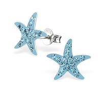 Aquamarin Kristall Seesterne Ohrstecker 925 Silber Ohrringe Mädchen Kinder Sterne