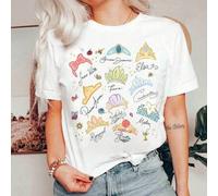 Aquarelle streicheln Disney Prinzessinnen Kronen-T-Shirt, Disney Aurora Ariel Schönheit Cinderella Tiana T-Shirt, Magic Kingdom Disneyland Mädchen Rei