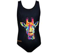 Aquarti Badeanzug Print, Bunte Giraffe/Schwarz, 152