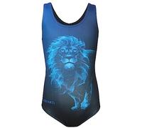 Aquarti Badeanzug Print, Löwe Blau/Schwarz, 128