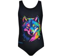 Aquarti Badeanzug Print, Wolf/Schwarz, 128