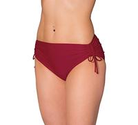 Aquarti Bikinihose Damen mit Raffung - Bikinihosen für Damen mit Bindebändern, schnelltrocknend, Farbe: Dunkelrot, Größe: 44